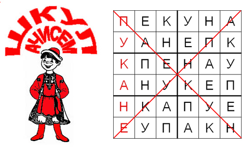 Игра «СУДОКУ-6 ИЗ БУКВ»: "Кукла" (на чувашском языке)